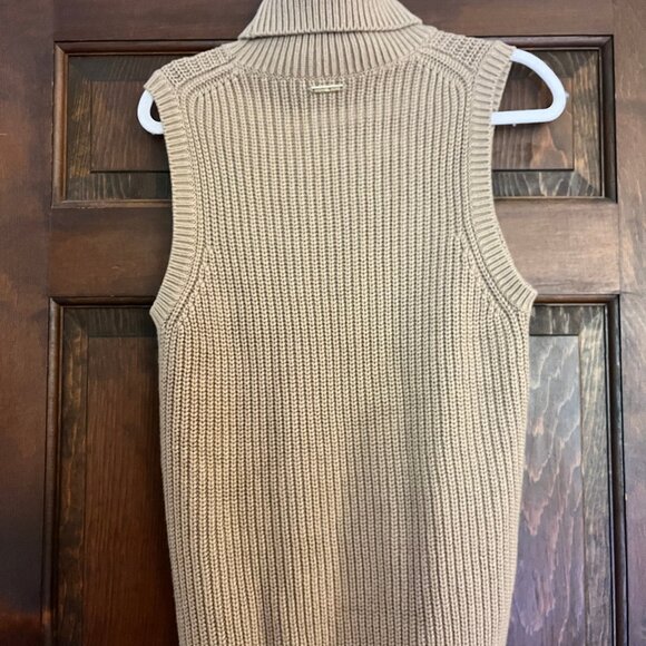 Michael Kors Dark Camel Sleeveless Turtleneck Sweater Size L, NWT - Picture 2 of 9